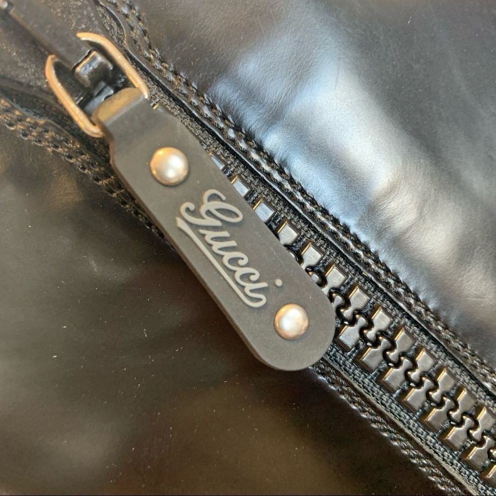 GUCCI Black Glossy Leather Knee High Platform Boot Sz 10B - Picture 9 of 16